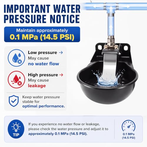 1 Pcs 2.5 L/ 0.66 Gal Automatic Livestock Waterer, Heavy Cast Iron Push-Paddle Water Trough, Black Stainless Steel Livestock Water Bowl for Horse Cattle Goat Pig 11.8 x 9.06 x 3.94 Inch