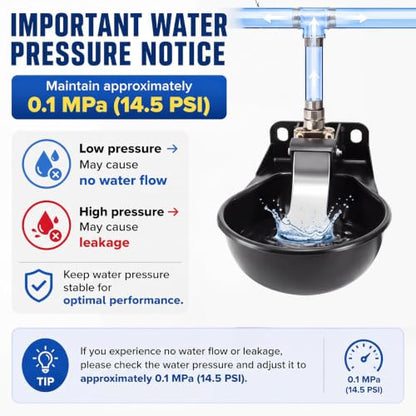 1 Pcs 2.5 L/ 0.66 Gal Automatic Livestock Waterer, Heavy Cast Iron Push-Paddle Water Trough, Black Stainless Steel Livestock Water Bowl for Horse Cattle Goat Pig 11.8 x 9.06 x 3.94 Inch