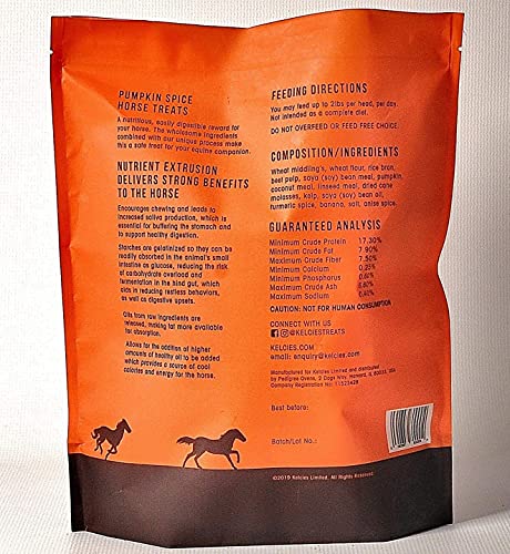 Kelcies Pumpkin Spice Horses Treats - Low Sugar, Starch, and Carbohydrates | Healthy Treats for Horse Supports Superior Digestion 15 Pound Bucket (Pack of 1) - size: 15 Pound (Pack of 1)