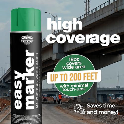 Fox Valley Easy Marker Inverted Spray Paint 16oz Pack of 3, Green - color: Green APWA