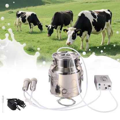 14L Cow Milking Machine,13200mAh Rechargeable & Portable Milker,304 Food Grade Bucket with Automatical Vacuum Pulsation for Cows - size: 14L Cow