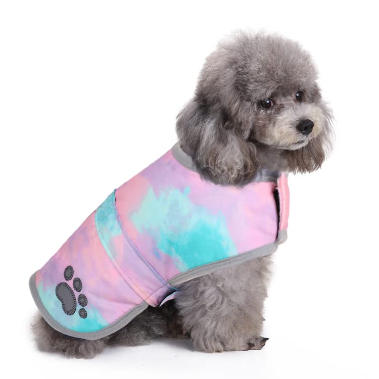 Queenmore Dog Winter Coat, Cold Weather Fleece Dog Jacket, Small Dog Coat - color: Tie-Dye, size: X-Small