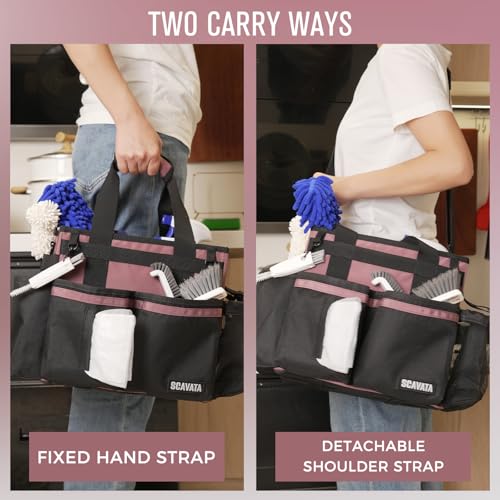 SCAVATA Compact Wearable Cleaning Caddy with Handle & Shoulder Straps - color: LotusPink