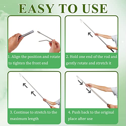 Fabbay Chicken Catcher Leg Hook Stainless Steel Retractable Long 24 to 59 Inch Chicken Grabber Leg Hook Coop Accessories Tool Pole for Poultry Turkey Geese Duck Fowl Bird Sheep Goat Farm Animal