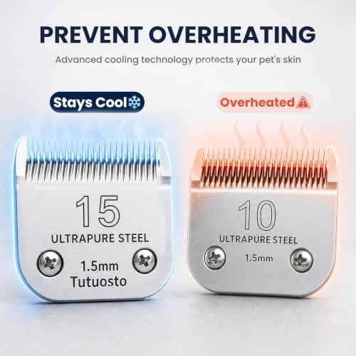 Clipper Blades Pet Grooming Clipper Replacement Blades Detachable Blade Compatible with andis/wahl/Oster Dog Clippers (15#) - color: 15#