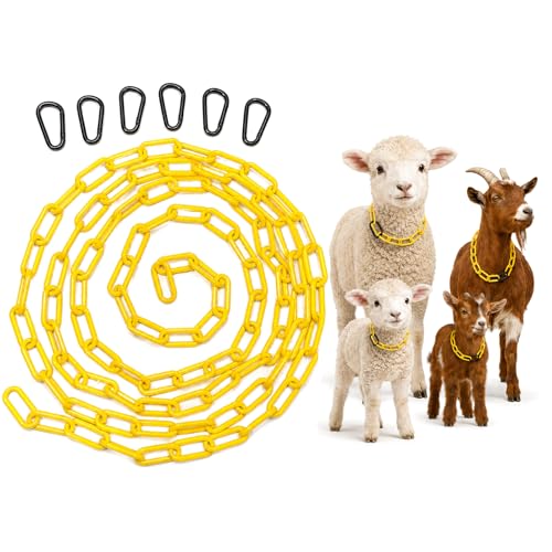 10FT Cut-to-Fit Livestock Goat Collar with Quick Links | Custom Length, Lightweight, Sturdy, Plastic Chain Goat Collars for Mini Goats, Does, Bucks, Sheep