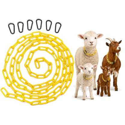 10FT Cut-to-Fit Livestock Goat Collar with Quick Links | Custom Length, Lightweight, Sturdy, Plastic Chain Goat Collars for Mini Goats, Does, Bucks, Sheep