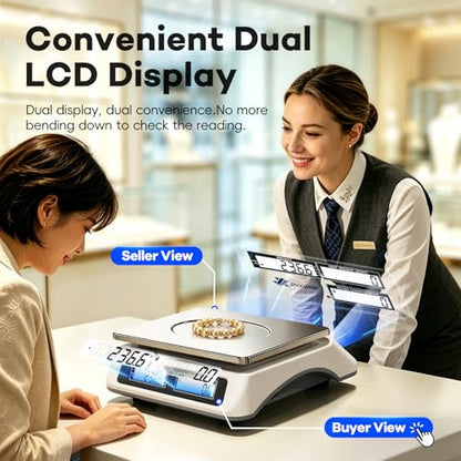 Counting Scale (66lb/30kg, 0.1g), lb/oz/g/kg Industrial Parts Scale with Dual LCD Display, Digital Inventory Scale for Small Parts Coins Pieces Tickets, Precision Gram Scale with Alarm Mode - style: 30kg x 0.1g with 3 Displays