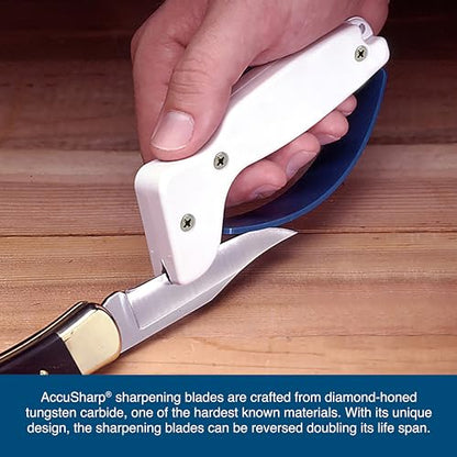 AccuSharp Hand-Held Carbide Blade Sharpener, Kitchen Knife and Chef Knife Sharpener, Professional Chef Grade Sharpening Tool, Restore and Hone Straight & Serrated Knives, 2-Pack, White - color: White & White