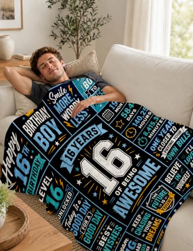 Sweet 16 Gifts for Boys, Sweet 16 Blankets,16th Birthday Gifts | Gifts for Sons/Brother/Friends,16 Year Old Boy Christmas Gift Ideas Coolest Gifts 16th Birthday Blanket Stuff 50*60 - color: 16 Boy