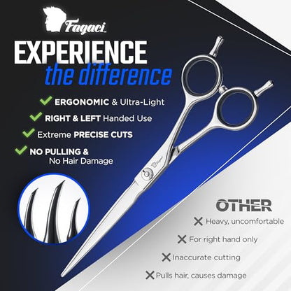 Fagaci Professional Hair Cutting Scissors 5.5", Thin Blades Hair Shears