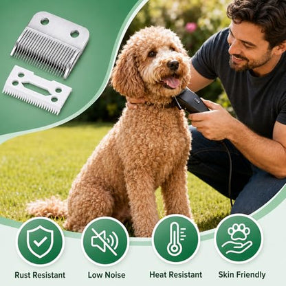Clippers Blades Replacement Compatible with Wahl 30-15-10(#1037-400),Professional Animal Standard Adjustable Blade Set,Ceramic Dog Blade Set,2 Set (Silver) - color: Silver