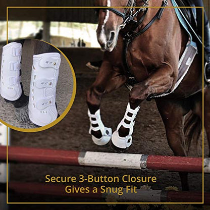 Kavallerie Classic Tendon Boots, Impact-Absorbing Material, Breathable & Evenly Distribute Pressure, Protect Tendon and Ligaments, Anti-Slip, Anti- Sore and Moisture Repellant Show Jumping Boots - color: Tendon Boots(Pro-K), White