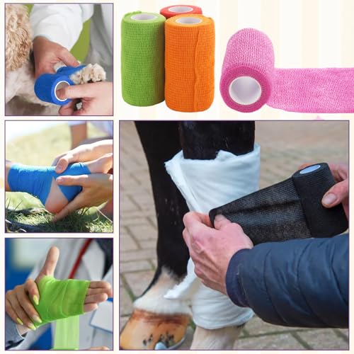 36PCS Self Adhesive Bandage Wrap, 4 Inch × 5 Yard Breathable Elastic Cohesive Bandage Wrap, Athletic Cohesive Tape, Vet Wrap for Wrist, Ankle, Sprains, Swelling(Multicolored)