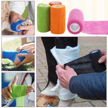36PCS Self Adhesive Bandage Wrap, 4 Inch × 5 Yard Breathable Elastic Cohesive Bandage Wrap, Athletic Cohesive Tape, Vet Wrap for Wrist, Ankle, Sprains, Swelling(Multicolored)