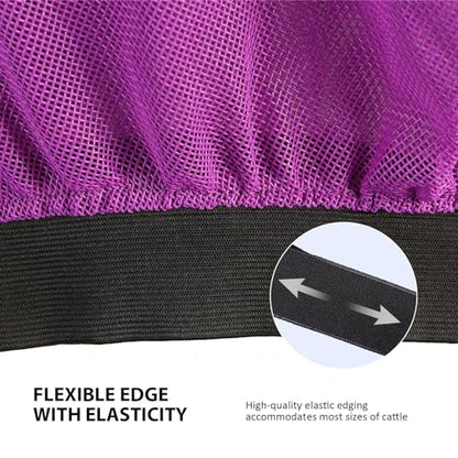 Harrison Howard Cattle Livestock Fly Mask Breathable Mesh Padded Edging with Fun Patterns Large Spacing Forelock Opening Design Adjustable Fit for Cattle Purple - color: Purple