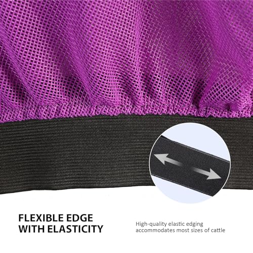 Harrison Howard Cattle Livestock Fly Mask Breathable Mesh Padded Edging with Fun Patterns Large Spacing Forelock Opening Design Adjustable Fit for Cattle Purple - color: Purple