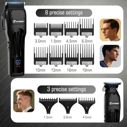 BESTBOMG® Professional Hair Clippers for Men, Clipper & Trimmer Set, Black - color: Black