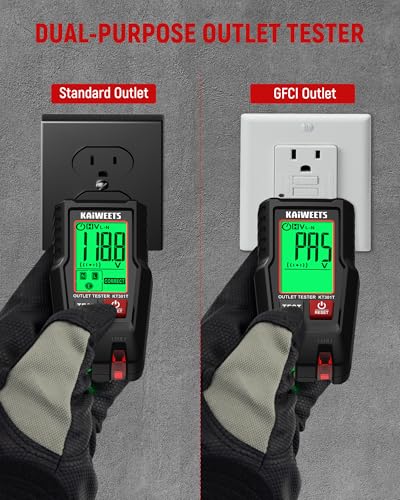 KAIWEETS GFCI Outlet Tester Plug in, LCD Display & Voltage Test for AC 120V