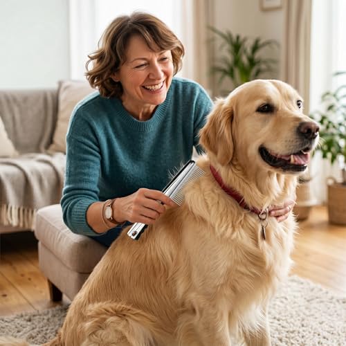 Resco Pet Products Rotating Tooth Comb - Professional Detangling & Dematting Grooming Comb for Dogs and Cats, Prevents Hair Pulling - color: Rotating Pin Comb