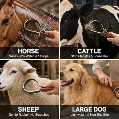 Horse Shedding Blade & Sweat Scraper 2-in-1 Grooming Cattle Sheep - size: 1 pcs