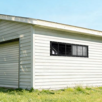 Yuzzy Shed Windows 2 Pack, 10"x29" Sliding Windows Transom Window with Tempered Glass and Removable Fiberglass Screen for Shed, Chicken Coop, Playhouse, Household, Garage, Barns (Black) - color: Black, size: 10"x29"