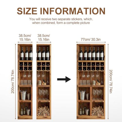 Wine Cellar Door Mural, Wooden Bottle Rack Bar Door Cover - color: Colorful2706
