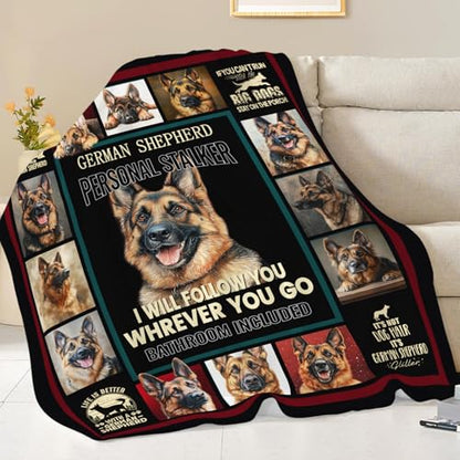 Dynova German Shepherd Blanket Cozy Plush Dog Lovers Gifts Throw Blankets Animal Fuzzy Flannel Fleece for Girls Boys Women Men 60"X50" - color: German Shepherd, size: 60"x50"
