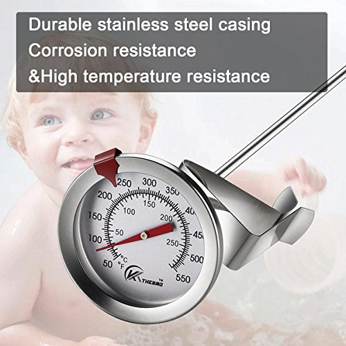 KT THERMO Candy/Deep Fry Thermometer with Instant Read,Dial Thermometer,12" Stainless Steel Stem Meat Cooking Thermometer,Best for Turkey,BBQ,Grill,Analog display - color: 1-pack