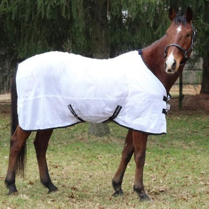 TuffRider Comfy Mesh Fly Sheet | UV Protection Horse Sheet, Standard Neck, 130 Grams Breathable Polyester Mesh - White - 75 - color: White, size: 75