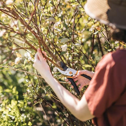 Fiskars Bypass Pruning Shears, 5/8" Cut Capacity Garden Clippers | Self-Cleaning Sap Groove Prevents Sticking, Non-Slip Grip for Cutting Stems & Branches, Steel Blades w/ Low-Friction Coating - style: Bypass Pruner