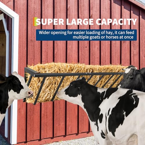 PeakPursuit Hay Feeder for Horses, 63" Long Wall Mounted Hay Rack