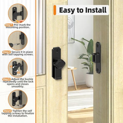 Sliding Barn Door Lock, 90 Degree Flip Security Gate Latch - color: Black-4 Pcs