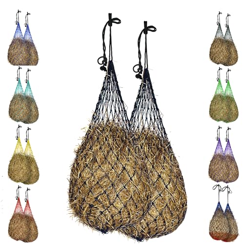 Majestic Ally Hay Net, Set of 2, Length - 54”, Holes 3"x3" for Horses - color: Black