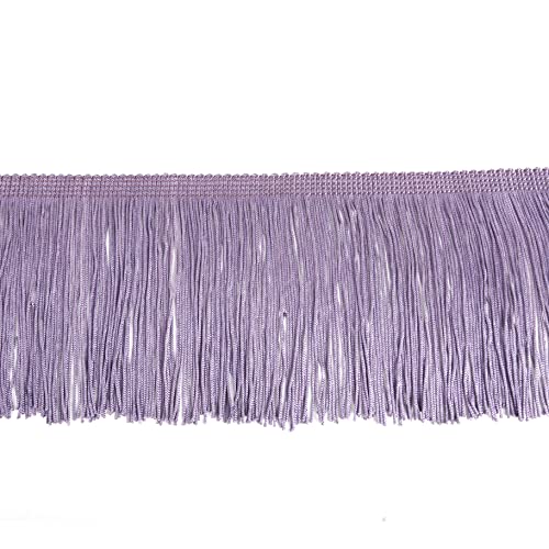 Chainette Fringe Trim 5 Yard x 4 Inches Fabric Tassel Trims - color: Light Purple, size: 4"-5Yards/R