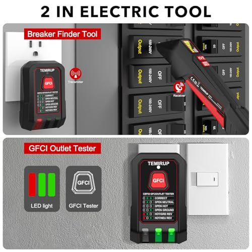 Circuit Breaker Finder Kit with LCD, GFCI Outlet Tester, Breaker Finder