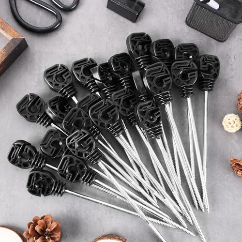 25 Pcs Electric Fence Insulators Fencing Post Screw-in Ring Set 8.9 Inch Long Arm Meadow Farm Electric Fence Wood Post Black for Electric Fence of Farm (25)
