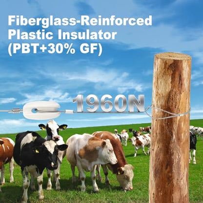 12Pcs Electric Fence End Insulator with 0.8m Wire 200kgf