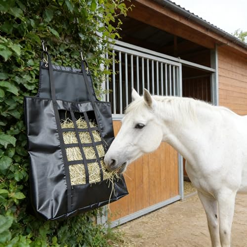 Slow Feed Hay Nets for Horses with Hanging Ring for Stalls Trailers