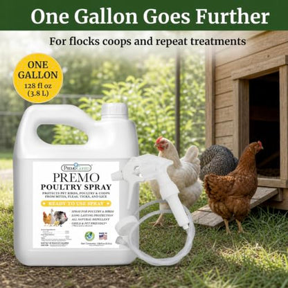 Premo Guard Natural Poultry Spray – Kills Scaly Leg Mites, Fleas, & Lice | Chicken, Duck, Geese Pests, Spray Directly on Birds and Coops, Natural Plant Based Oils, Control & Prevention - size: 128 Fl Oz (Pack of 1)