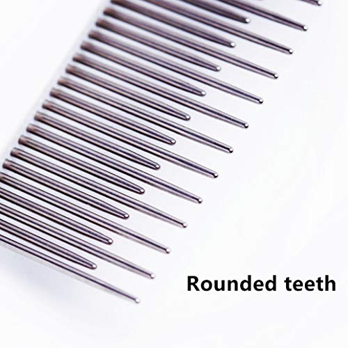 Pet Comb, Long & Short Stainless Steel Teeth Grooming Comb for Dogs & Cats