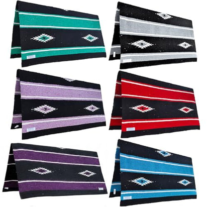 Majestic Ally 36"x34" Navajo Design Acrylic Saddle Blanket for Horses - 2.4 lbs (Dark Purple) - color: Dark Purple