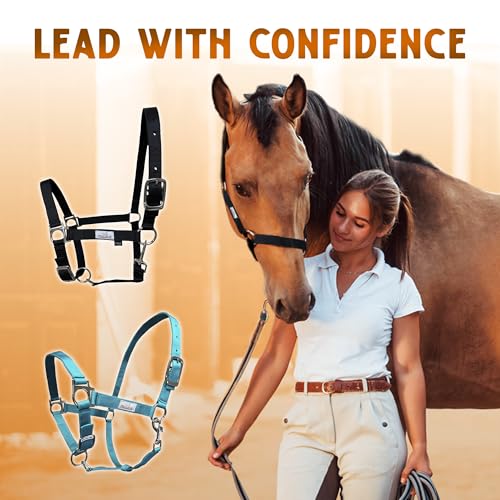 Prairie Horse Supply Nylon Horse Halter - 1 Inch Wide, Horse Halter Adjustable, Horse Harness, Horse Equipment and Supplies - Ideal for Equestrian Use
