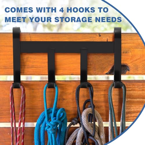 Dunzy 2 Pcs Black Tack Rack with Swivel Hooks, Hanging Bridle Hooks Portable Tack Hangers for Horses, for Stall Room Trailer Accessories (4 Hooks Style) - style: 4 Hooks Style