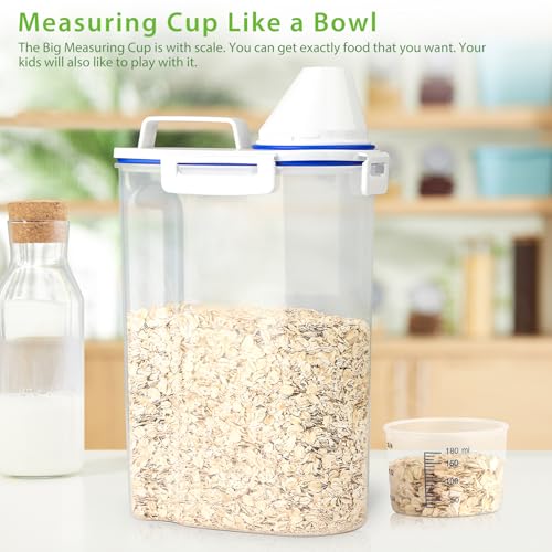 Viretec Rice Storage Container, 3 to 5Lbs Dry Food Airtight Container, Pet Dog Cat Food Canister, BPA Free Clear Plastic Kitchen and Pantry Organization Bin for Oatmeal, Grain, Cereal, Pasta, Flour - color: 3L/White