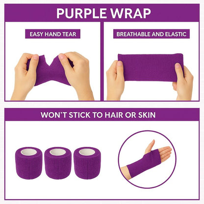 2" Cohesive Flexible Bandage Wrap – Purple - Pack of 8 - color: Purple