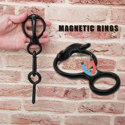 2pcs Horse Tie Ring, Heavy Duty Tie Ring Horse Training Equipment with Eye Bolt,Quick snap,Humane and Safe Tie Way,Black - style: Black-2PCS