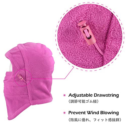 TRIWONDER Kids Winter Hats Balaclava Ski Mask for Boys Girls Toddlers Windproof Adjustable Cold Weather Face Mask Neck Warmer - color: Rose Red 2