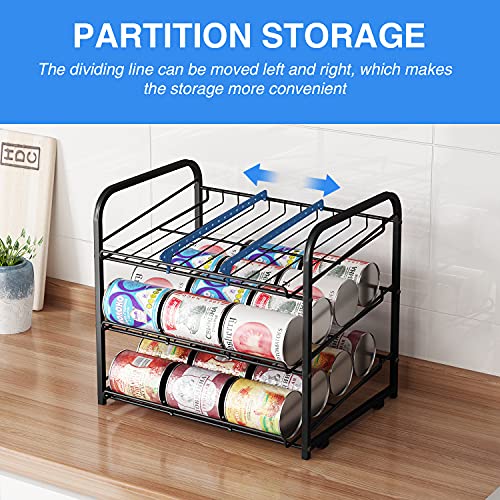 Can Rack Organizer,3 Tier Stackable Can Storage Dispenser,Black - color: Black