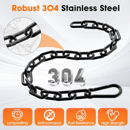 Gate Chain Lock, 23.6 Inch Chain Fence Gate Latch, Black Dia 5mm-2Pcs - color: Black Dia 5mm-2Pcs